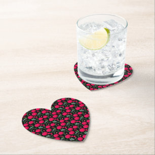 Cute Cherry Pattern Aesthetic Red Cherry Seamles Paper Coaster
