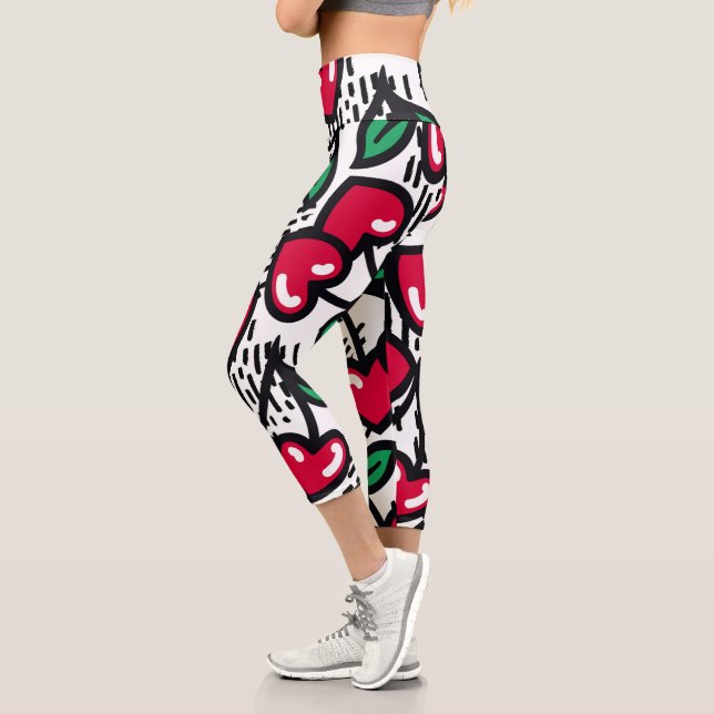 Cute Cherry Pattern Capri Leggings (Left)