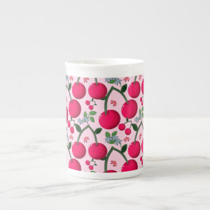 Cute Cherry  Pattern, Glossy Kawaii Fruit Bone China Mug