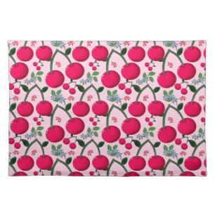 Cute Cherry  Pattern, Glossy Kawaii Fruit Cloth Placemat