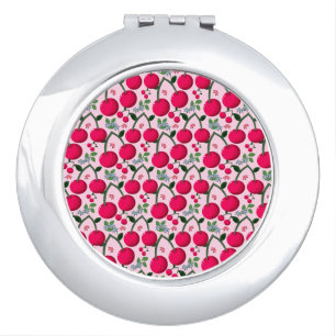Cute Cherry  Pattern, Glossy Kawaii Fruit Compact Mirror