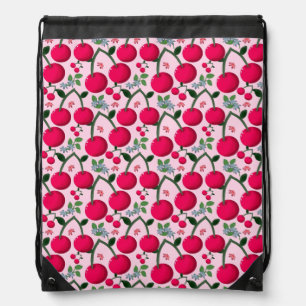 Cute Cherry  Pattern, Glossy Kawaii Fruit Drawstring Bag