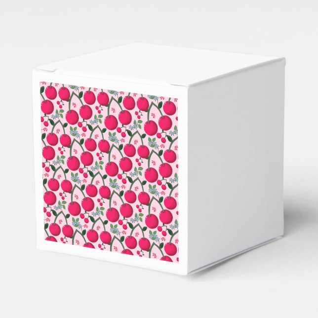 Cute Cherry  Pattern, Glossy Kawaii Fruit Favor Boxes (Front Side)