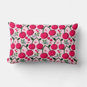 Cute Cherry  Pattern, Glossy Kawaii Fruit Lumbar Pillow