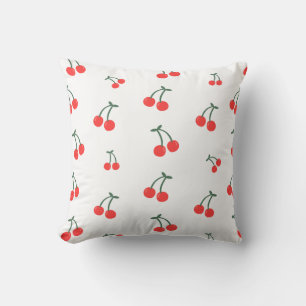 Cute Cherry Pattern – Minimalist Fruit Illustratio Throw Pillow