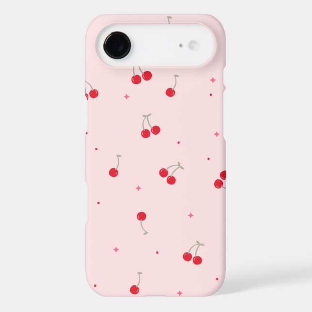 Cute Cherry Pattern | Pink Aesthetic Seamless iPhone Case (Back)