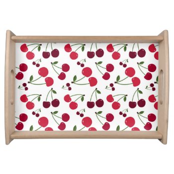 Cute Cherry Pattern Serving Tray by Pick_Up_Me at Zazzle