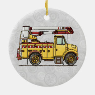 Cute Cherry Picker Truck Ceramic Ornament