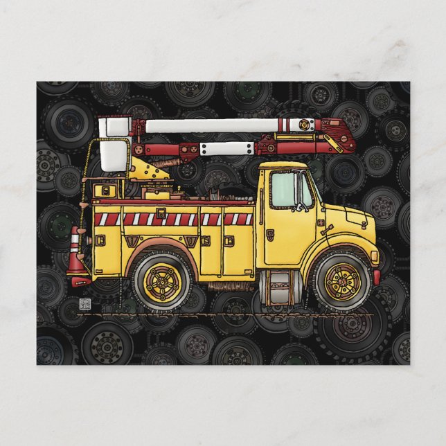 Cute Cherry Picker Truck Postcard (Front)