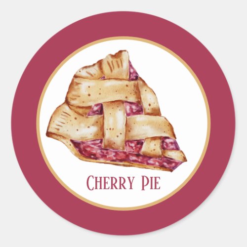 Cute cherry pie add text classic round sticker