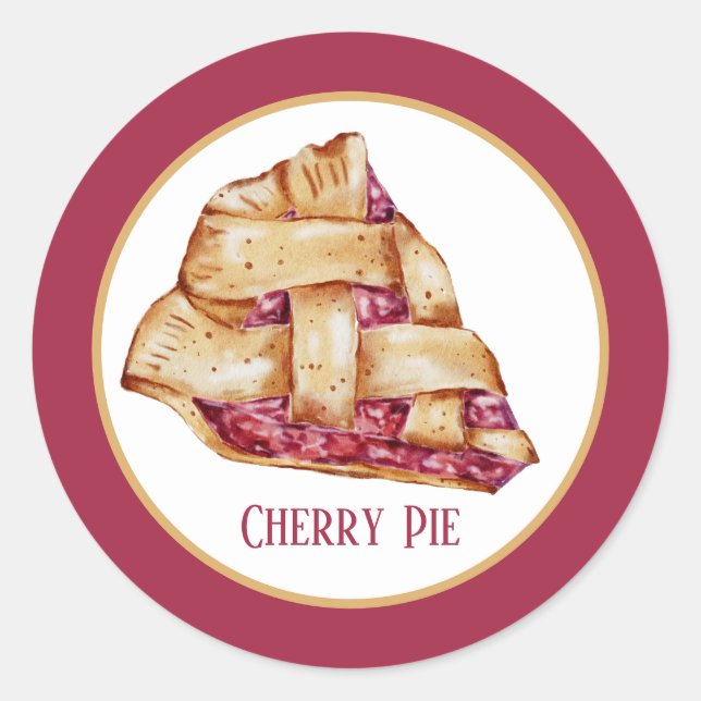 Cute cherry pie add text classic round sticker (Front)