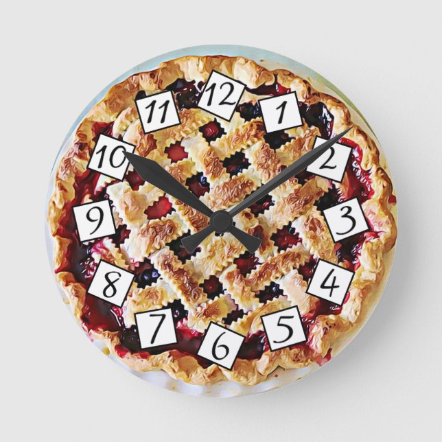 Cute Cherry Pie Kitchen or Restaurant Round Clock (Front)