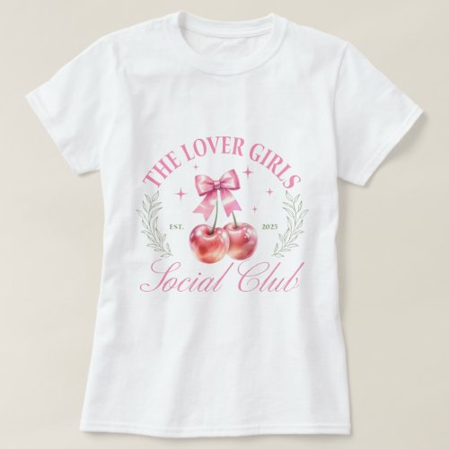 Cute Cherry Pink and White Graphic T-Shirt