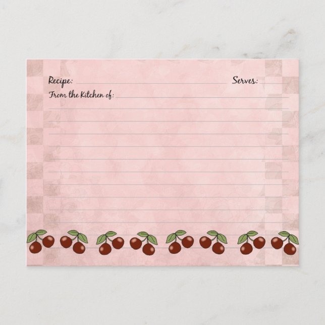 Cute Cherry Recipe Cards (Front)