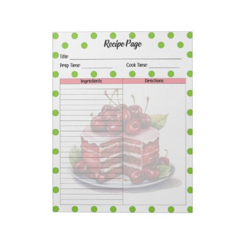 Cute Cherry Recipe Notepad