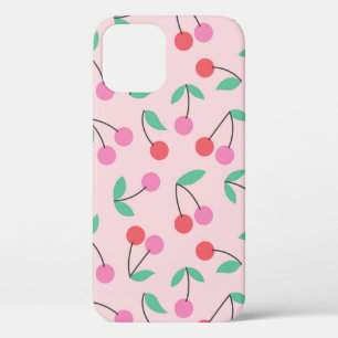 Cute cherry seamless pattern design. Vintage illus iPhone 12 Case