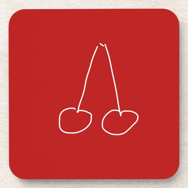 Cute cherry simple minimalist beverage coaster (Front)