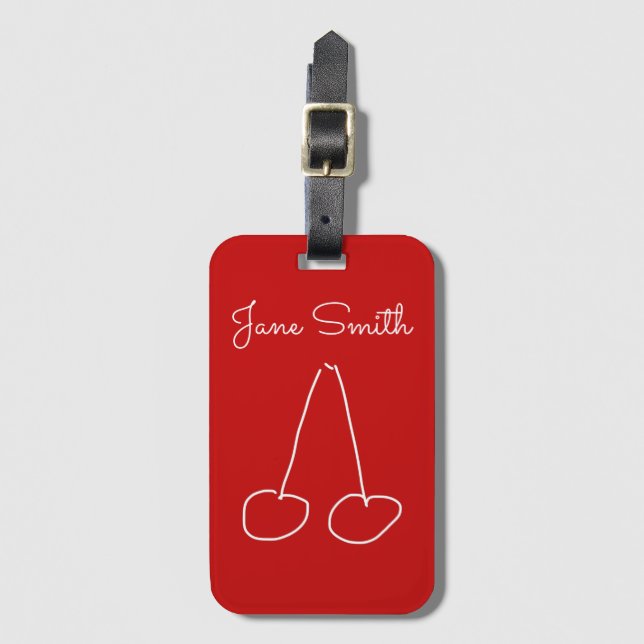 Cute cherry simple minimalist luggage tag (Front Vertical)