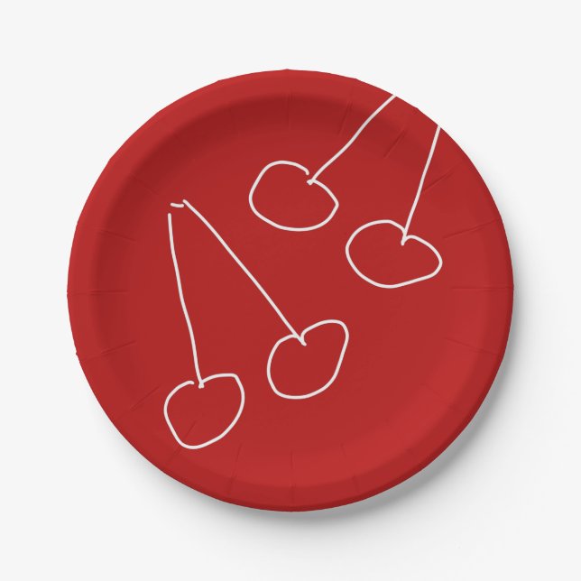 Cute cherry simple minimalist paper plates (Front)