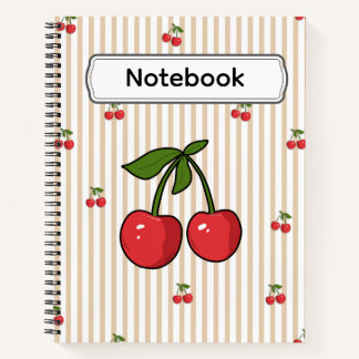 Cute Cherry Stripe Pattern Design Notebook