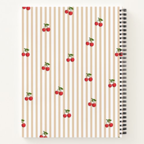 Cute Cherry Stripe Pattern Design Notebook