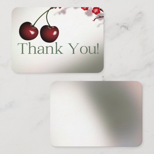 Cute Cherry Thank You Note Card  (Front/Back)