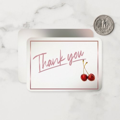 Cute Cherry Thank You Note Card