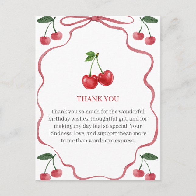 Cute Cherry Theme Birthday Invite (Front)