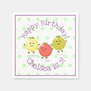 Cute cherry tomato friends cartoon illustration napkins