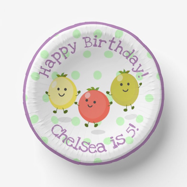 Cute cherry tomato friends cartoon illustration paper bowls (Front)