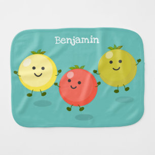 Cute cherry tomatoes cartoon illustration baby burp cloth