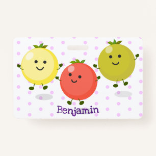 Cute cherry tomatoes cartoon illustration badge