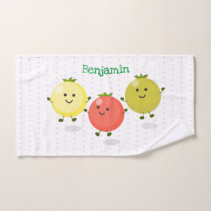 Cute cherry tomatoes cartoon illustration bath towel set