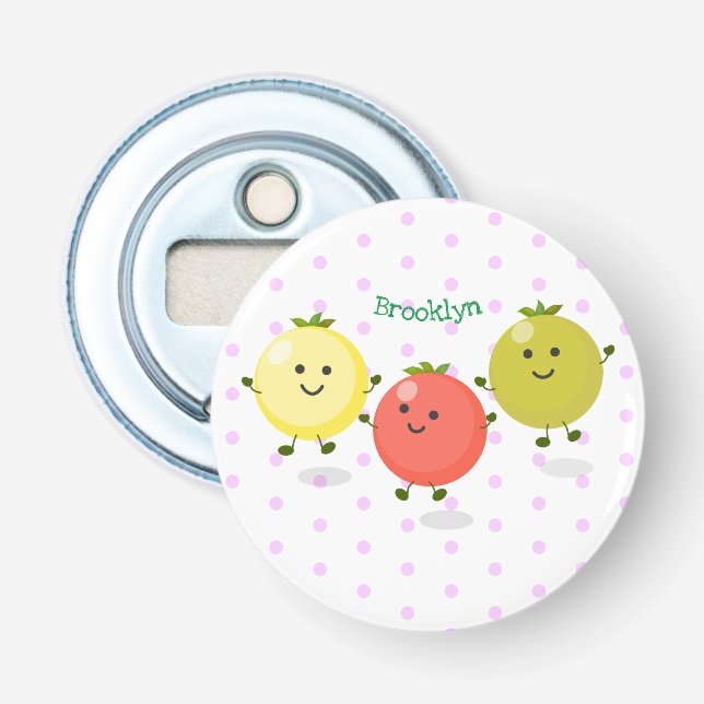 Cute cherry tomatoes cartoon illustration bottle opener (Front)