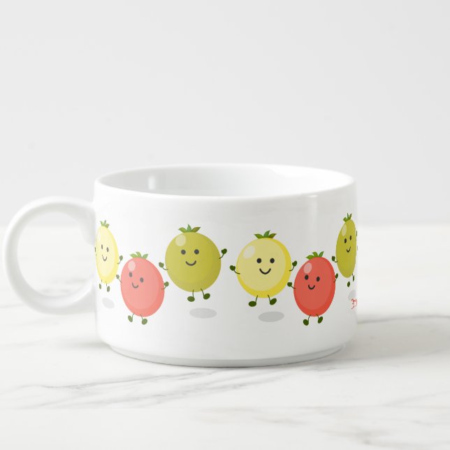 Cute cherry tomatoes cartoon illustration bowl (Right)