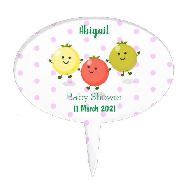 Cute cherry tomatoes cartoon illustration  cake topper (Front)