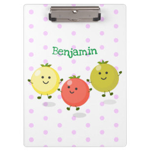 Cute cherry tomatoes cartoon illustration clipboard