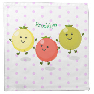 Cute cherry tomatoes cartoon illustration cloth napkin