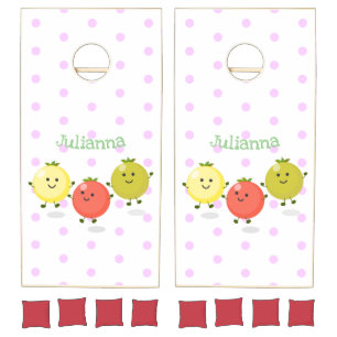 Cute cherry tomatoes cartoon illustration cornhole set