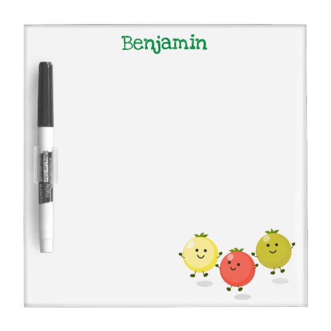Cute cherry tomatoes cartoon illustration dry erase board (Front)
