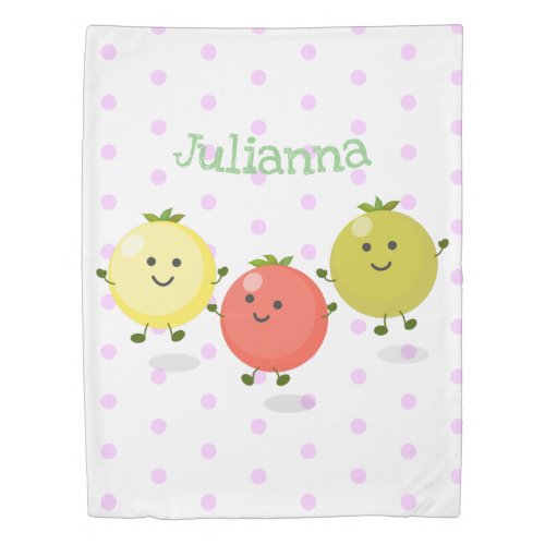 Cute cherry tomatoes cartoon illustration duvet cover