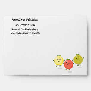 Cute cherry tomatoes cartoon illustration envelope