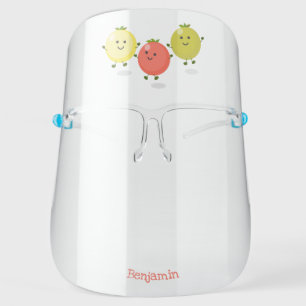 Cute cherry tomatoes cartoon illustration face shield