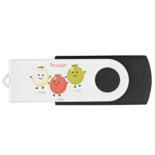 Cute cherry tomatoes cartoon illustration flash drive
