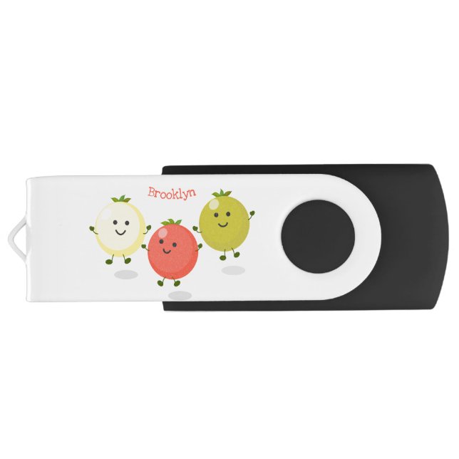 Cute cherry tomatoes cartoon illustration flash drive (Back)