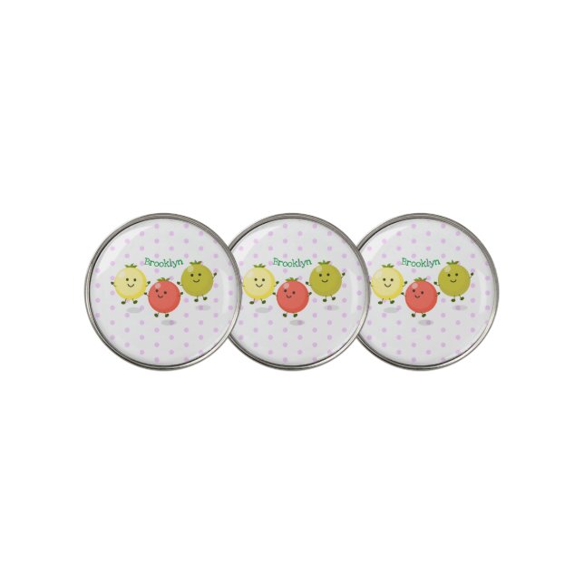 Cute cherry tomatoes cartoon illustration golf ball marker (3 Up)