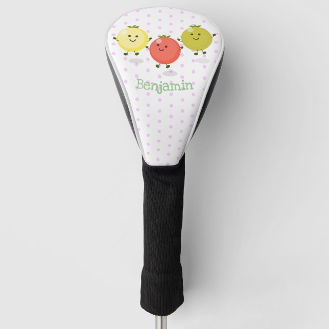 Cute cherry tomatoes cartoon illustration golf head cover (Front)