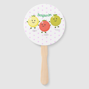 Cute cherry tomatoes cartoon illustration hand fan