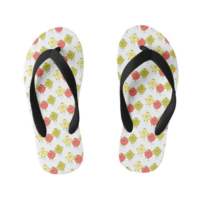 Cute cherry tomatoes cartoon illustration kid's flip flops (Footbed)