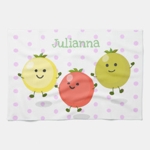 Cute cherry tomatoes cartoon illustration kitchen towel